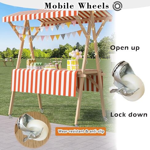 Folding Street Vending Cart, Portable Vendor Stall Cart, Outdoor Event Tent for Market Patio Garden, Flower Market Display Stand, Easy Assembly(ligjt Grey,150x60cm/59x23.6in) in Kuwait
