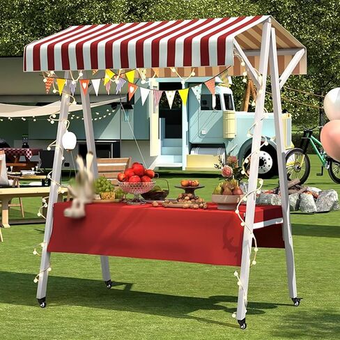 Farmers Market Stall Movable Cart, Lightweight Foldable Food Cart Vendor for Business Vending/Festivals Party Decoration, Retail Booth Display Shelf Stand(150x60cm/59x23.6in) in Saudi Arabia