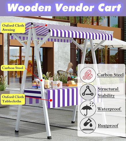 بائع عرض أرفف فولاذية شديدة التحمل، حامل طاولة عملي قائم على الأرض مع مظلة للمهرجانات/الأحداث/بيع السوق/التخييم - طوله 79 بوصة (أحمر، الطول 75 بوصة/190 سم) in Kuwait