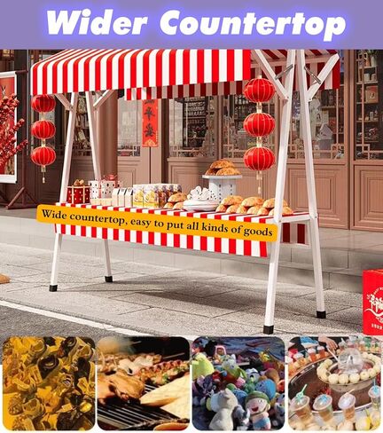 رف بائعي التجزئة للزهور في الهواء الطلق قابل للطي، حامل كشك خفيف الوزن لعرض الحرف اليدوية / معرض فني / سوق السلع المستعملة، رفوف عرض الطعام على الطاولة للتخييم في الحديقة (L 63 بوصة/160 سم) in Kuwait