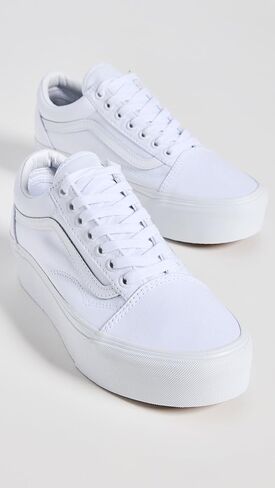 Vans Women's UA Old Skool Stackform Sneakers, True White, 9 Medium US in Saudi Arabia