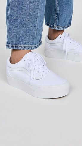 Vans Women's UA Old Skool Stackform Sneakers, True White, 9 Medium US in Saudi Arabia