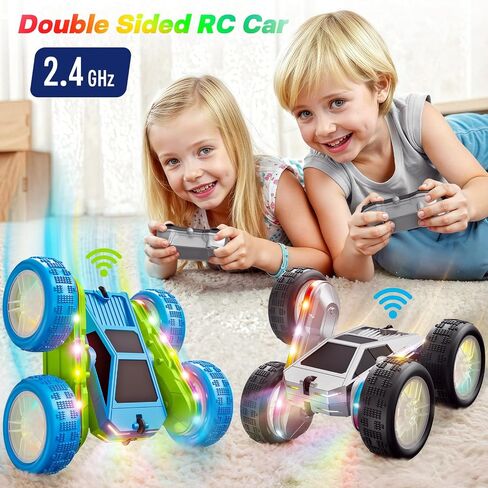 WayEee Remote Control Car for Boys 4-7, 360° Flips Rotating RC Stunt Car with Type-C Charging and LED Lights Strips, 2.4 GHZ Double Sided All Terrain 4WD RC Cars for Girl Boys Christmas Birthday Gift in Saudi Arabia