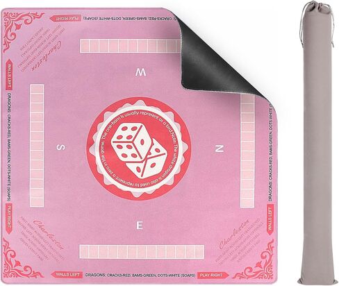 Mahjong Mat with Rules for Table, American Mahjong Table Mats Multi Purpose Anti Slip Noise Reduction Game Table Cover for Poker Card Dominoes Board Tile Games (Pink) (Purple) in Saudi Arabia