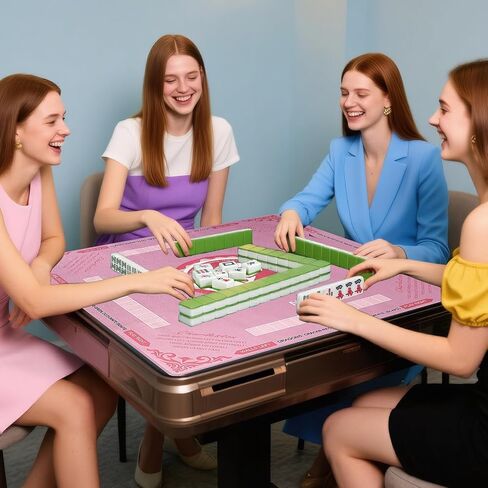Mahjong Mat with Rules for Table, American Mahjong Table Mats Multi Purpose Anti Slip Noise Reduction Game Table Cover for Poker Card Dominoes Board Tile Games (Pink) (Purple) in Saudi Arabia