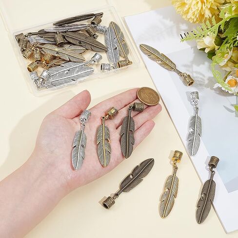 NBEADS 24 Pcs 3 Colors Bolo Tie Tips, Alloy Feather Bolo Tie Supplies Replacement Vintage Cord End Caps for DIY Crafts Clothes Decor Making, 3 Inch in Saudi Arabia