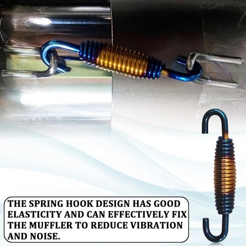 Motorcycle Exhaust Spring with Swivel Hooks, 40-60 mm Extended Range Stainless Steel Exhaust Pipe Spring Fasteners for Motorcycles, Scooters, ATVs Exhaust Pipe Muffler Swivel Springs (G/B) in Saudi Arabia