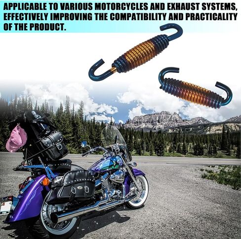 Motorcycle Exhaust Spring with Swivel Hooks, 40-60 mm Extended Range Stainless Steel Exhaust Pipe Spring Fasteners for Motorcycles, Scooters, ATVs Exhaust Pipe Muffler Swivel Springs (G/B) in Saudi Arabia