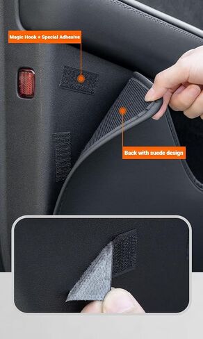 4PCS Door Anti-Kick Pads for Tesla Model 3 2021-2022 Door Dust Resistant Protector Pads for Model 3 Accessories Leather Black in Saudi Arabia