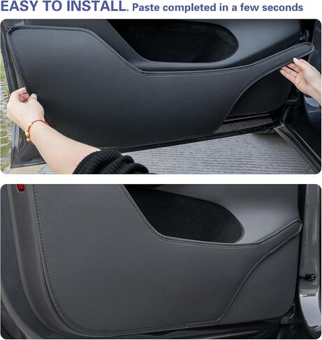 4PCS Door Anti-Kick Pads for Tesla Model 3 2021-2022 Door Dust Resistant Protector Pads for Model 3 Accessories Leather Black in Saudi Arabia