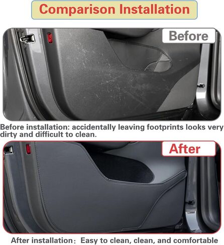 4PCS Door Anti-Kick Pads for Tesla Model 3 2021-2022 Door Dust Resistant Protector Pads for Model 3 Accessories Leather Black in Saudi Arabia