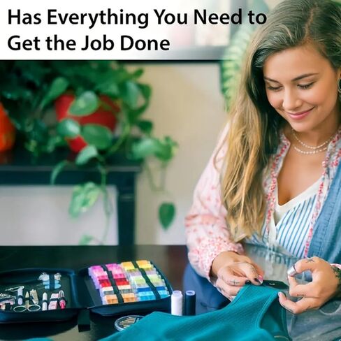 Complete Sewing Kit for Adults - Compact Mini Sewing Supplies for Grandma, Mom, Adults, Beginner - Includes Scissors, Thread, Measuring Tape, and More in Saudi Arabia