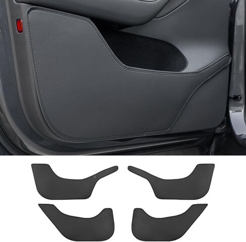 4PCS Door Anti-Kick Pads for Tesla Model 3 2021-2022 Door Dust Resistant Protector Pads for Model 3 Accessories Leather Black in Saudi Arabia