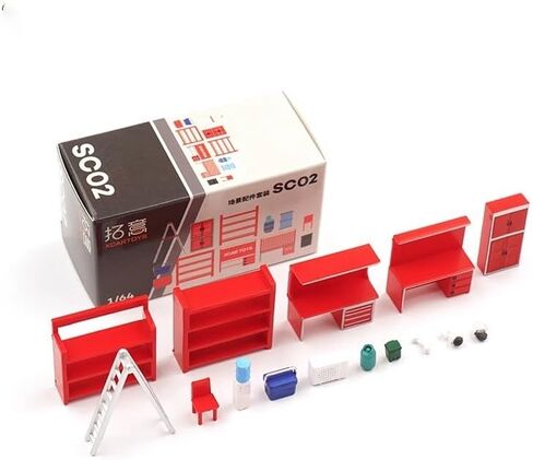 16Pcs/Set 1/64 Scale Garage Furniture Tools Diorama Model Kit Car Workshop Maintenance Tool Display Scene Model Toy SC02 in Saudi Arabia