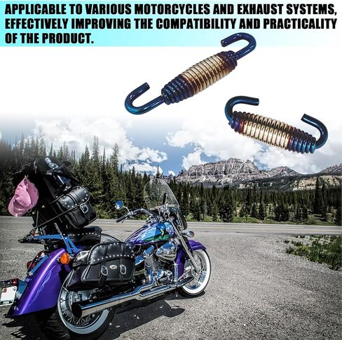 Motorcycle Exhaust Spring with Swivel Hooks, 40-60 mm Extended Range Stainless Steel Exhaust Pipe Spring Fasteners for Motorcycles, Scooters, ATVs Exhaust Pipe Muffler Swivel Springs (G/B) in Saudi Arabia