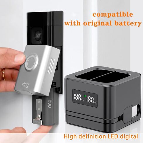 Upgraded,1Pack Ring Batteries Charger,A Charger Compatible with Ring Batteries,LED Digital Display,Dual Charging,for Ring Doorbell Camera 2/3/4,3Plus,Ring Spotlight Camera and Stick Up Cam (White) in Saudi Arabia