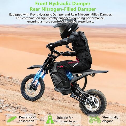 دراجة ترابية كهربائية للمراهقين البالغين، 3500 واط 40 ميل في الساعة E Moto Dirtbike، دراجة نارية كهربائية معتمدة من UL تناسب عمر 13 عامًا فما فوق، بطارية 48 فولت 23 أمبير في الساعة وإطارات الدهون على الطرق الوعرة دراجة كهربائية، فرامل هيدروليكية مزدوجة، ت in Kuwait