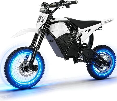Teens Adults Electric Dirt Bike-3000W 37 MPH, 48V/23.5Ah Full Suspensions Mountain Off-Road Dirt Bike,Hydraulic Brakes | All-Terrain Off-Road Electric Motorcycle for Snow, Sand,White in Saudi Arabia