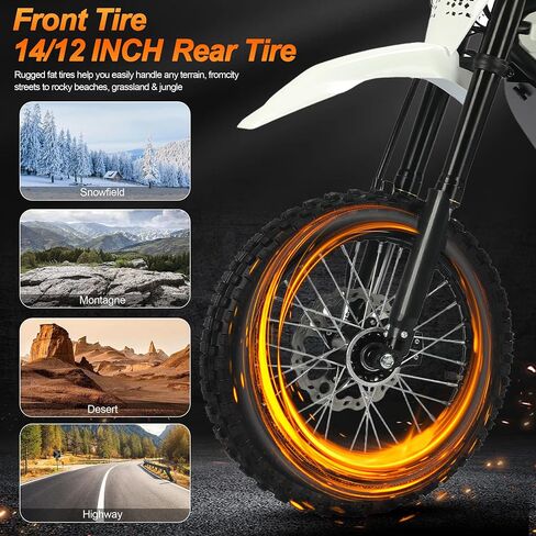 Teens Adults Electric Dirt Bike-3000W 37 MPH, 48V/23.5Ah Full Suspensions Mountain Off-Road Dirt Bike,Hydraulic Brakes | All-Terrain Off-Road Electric Motorcycle for Snow, Sand,White in Saudi Arabia