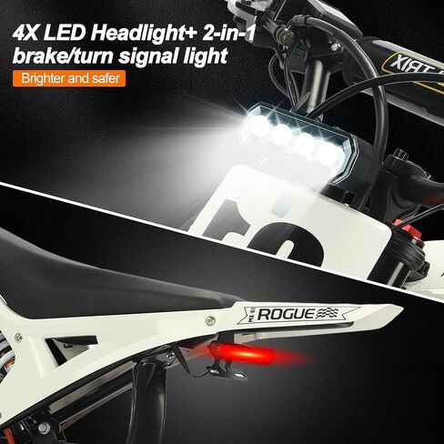 Teens Adults Electric Dirt Bike-3000W 37 MPH, 48V/23.5Ah Full Suspensions Mountain Off-Road Dirt Bike,Hydraulic Brakes | All-Terrain Off-Road Electric Motorcycle for Snow, Sand,White in Saudi Arabia