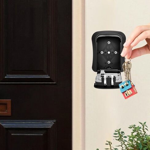 MEETSWEET Secure Wall Mount Key Lock Box with 4-Digit Password Protection - Outdoor Key Safe for Keys (Black) in Saudi Arabia