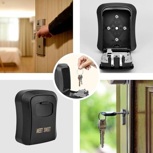 MEETSWEET Secure Wall Mount Key Lock Box with 4-Digit Password Protection - Outdoor Key Safe for Keys (Black) in Saudi Arabia