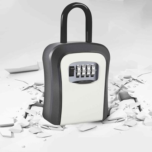 Key Lock Box, Waterproof 4 Digits Combination Lockbox with Removable Shackle, Wall Mount Resettable Key Hider, Upgraded Large Password Boxes for Car House Office Apartment Keys-Grey in Saudi Arabia
