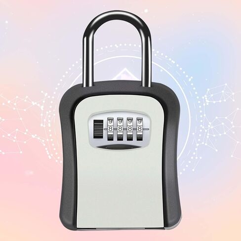 Key Lock Box, Waterproof 4 Digits Combination Lockbox with Removable Shackle, Wall Mount Resettable Key Hider, Upgraded Large Password Boxes for Car House Office Apartment Keys-Grey in Saudi Arabia