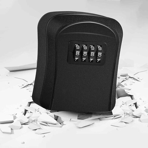 Key Lock Box, Waterproof Combination Lockbox Wall Mount 4 Digits, Resettable Key Hider, Upgraded Large Capacity Password Box for House Keys, Car Keys, ID Cards with Mounting Kit-Black in Saudi Arabia