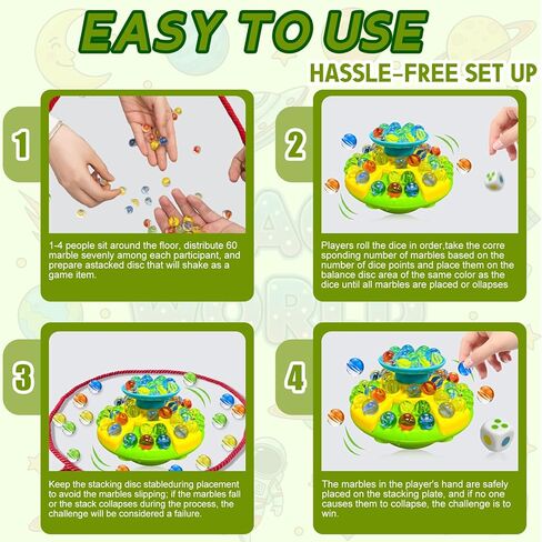 Marble Balance Board Game, Balance Game with 60 Glass Marbles, Dice, String & Storage Bag, Fun Family Board Game for 1-4 Players, Portable Multiplayer Travel Games in Saudi Arabia