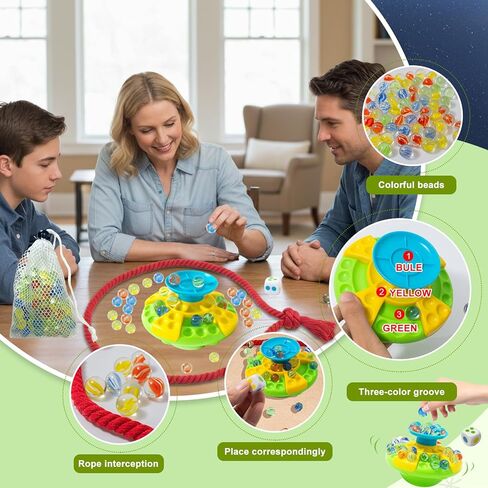 Marble Balance Board Game, Balance Game with 60 Glass Marbles, Dice, String & Storage Bag, Fun Family Board Game for 1-4 Players, Portable Multiplayer Travel Games in Saudi Arabia