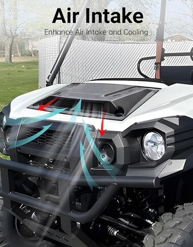 غطاء محرك السيارة مغرفة مع شبكة لـ Kawasaki Mule Pro، مادة PP من ألياف الكربون غطاء غطاء محرك توربو أمامي مع فتحات شواء مدخل تدفق الهواء لملحقات Kawasaki Mule Pro FXT DXT DX FX 2015-2025 in Saudi Arabia