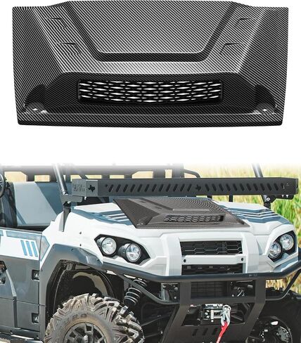 غطاء محرك السيارة مغرفة مع شبكة لـ Kawasaki Mule Pro، مادة PP من ألياف الكربون غطاء غطاء محرك توربو أمامي مع فتحات شواء مدخل تدفق الهواء لملحقات Kawasaki Mule Pro FXT DXT DX FX 2015-2025 in Saudi Arabia