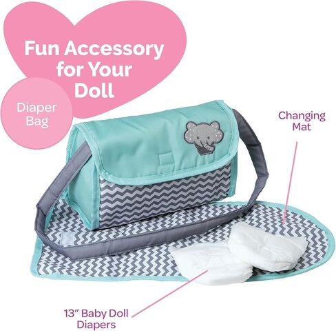 Adora Gender-Neutral Zig Zag Baby Doll Diaper Bag for Interactive Nurturing Pretend Play in Kuwait