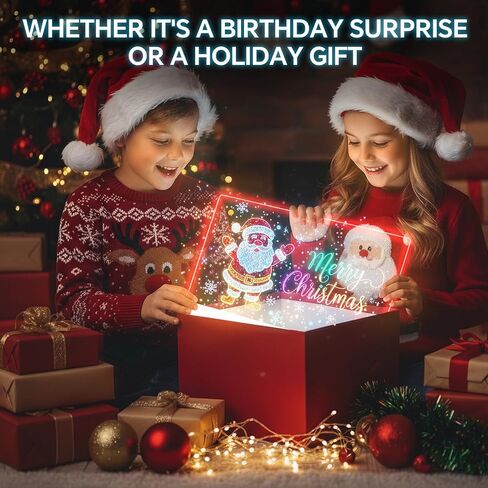 Doodle Glow Board 13.7" x 10" – LED Drawing Board for Kids with 7 Colors & 5 Light Modes,Portable Rechargeable led Note Board, 7 Markers, Fun Light-Up Note Board for Room Décor Christmas Gifts in Saudi Arabia