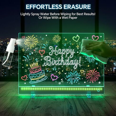 Doodle Glow Board 13.7" x 10" – LED Drawing Board for Kids with 7 Colors & 5 Light Modes,Portable Rechargeable led Note Board, 7 Markers, Fun Light-Up Note Board for Room Décor Christmas Gifts in Saudi Arabia