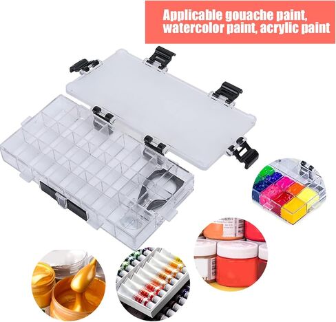 Watercolor Box 24 Grids Large Capacity Transparent Keep Wet Gouache Paint Storage Case for Art Students Sketching Outside Plastic 17 x 9cm in Saudi Arabia