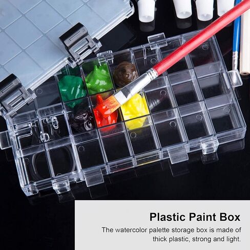 Watercolor Palette Box Sealed Moisturizing Anti Leakage Paint Storage Box with 24 Compartments for Artists Students Professionals Plastic 16.7 x 8.8 x 2.5cm in Saudi Arabia