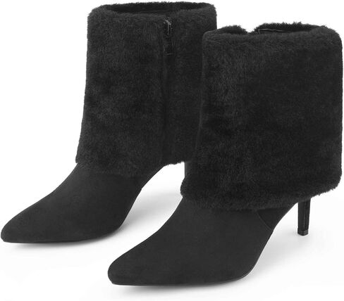 Perphy Pointed Toe Stiletto Heel Fur Ankle Boots for Women Dressy in Saudi Arabia