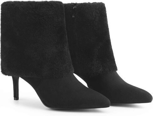 Perphy Pointed Toe Stiletto Heel Fur Ankle Boots for Women Dressy in Saudi Arabia