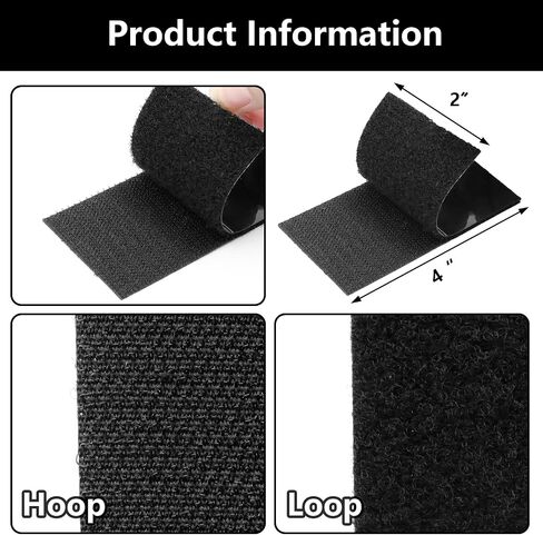 12 Sets 2×4 Inch Hook and Loop Tape Sticky Back, Double-Sided Adhesive Strip in Saudi Arabia