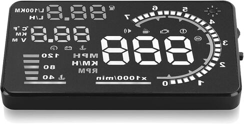 Car Headup Display, 5.5'' Large Screen OBD II Car HUD Display Auto Windshied Reflective Screen Speed Display Multi Color Windshield Screen Projector for Cars, Plug & Play, Overspeed Warning in Saudi Arabia