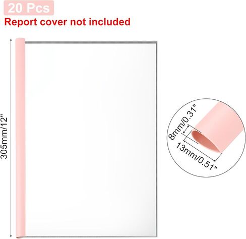 PATIKIL 20Pcs Binding Bars, 13x8mm Binding Bars Slide Grip 50 Sheets Capacity A4 Size Report Binder Presentation Binder for Study Office Report Cover Resume, Transparent White in Saudi Arabia