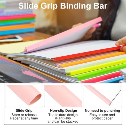 PATIKIL 20Pcs Binding Bars, 13x8mm Binding Bars Slide Grip 50 Sheets Capacity A4 Size Report Binder Presentation Binder for Study Office Report Cover Resume, Transparent White in Saudi Arabia