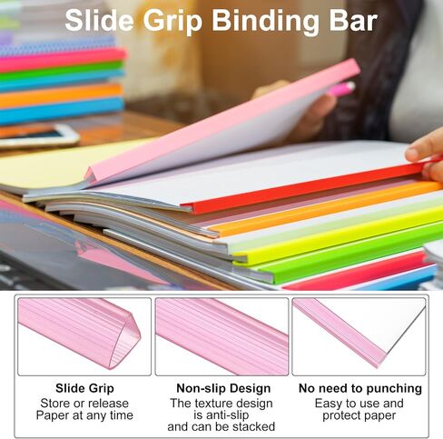 PATIKIL 20Pcs Binding Bars, 13x15mm Binding Bars Slide Grip 120 Sheets Capacity A4 Size Report Binder Presentation Binder for Study Office Report Cover Resume, Transparent Yellow in Saudi Arabia