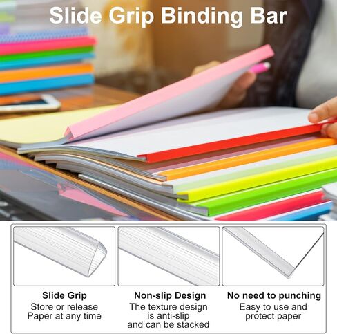 PATIKIL 20Pcs Binding Bars, 13x15mm Binding Bars Slide Grip 120 Sheets Capacity A4 Size Report Binder Presentation Binder for Study Office Report Cover Resume, Transparent Yellow in Saudi Arabia
