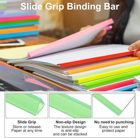 PATIKIL 20Pcs Binding Bars, 13x15mm Binding Bars Slide Grip 120 Sheets Capacity A4 Size Report Binder Presentation Binder for Study Office Report Cover Resume, Transparent Yellow in Saudi Arabia