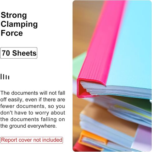 PATIKIL 50Pcs Binding Bars, 10x10mm Binding Bars Slide Grip 70 Sheets Capacity A4 Size Report Binder Presentation Binder for Study Office Report Cover Resume, Transparent Blue in Saudi Arabia
