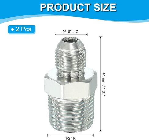 PATIKIL موصل محول الأنابيب 9/16 "ذكر 37 درجة مضيئة JIC x 1/2" ذكر R تركيب الأنابيب 2 قطعة مقيد تغذية الزيت المناسب موصل هيدروليكي لنظام خطوط أنابيب المياه والبخار النفط in Kuwait