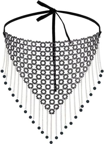 AHANDMAKER Fringe Masquerade Mask for Women, Rhinestone Tassel Face Mask Face Veil Mask Chain for Mardi Gras Halloween Party in Saudi Arabia